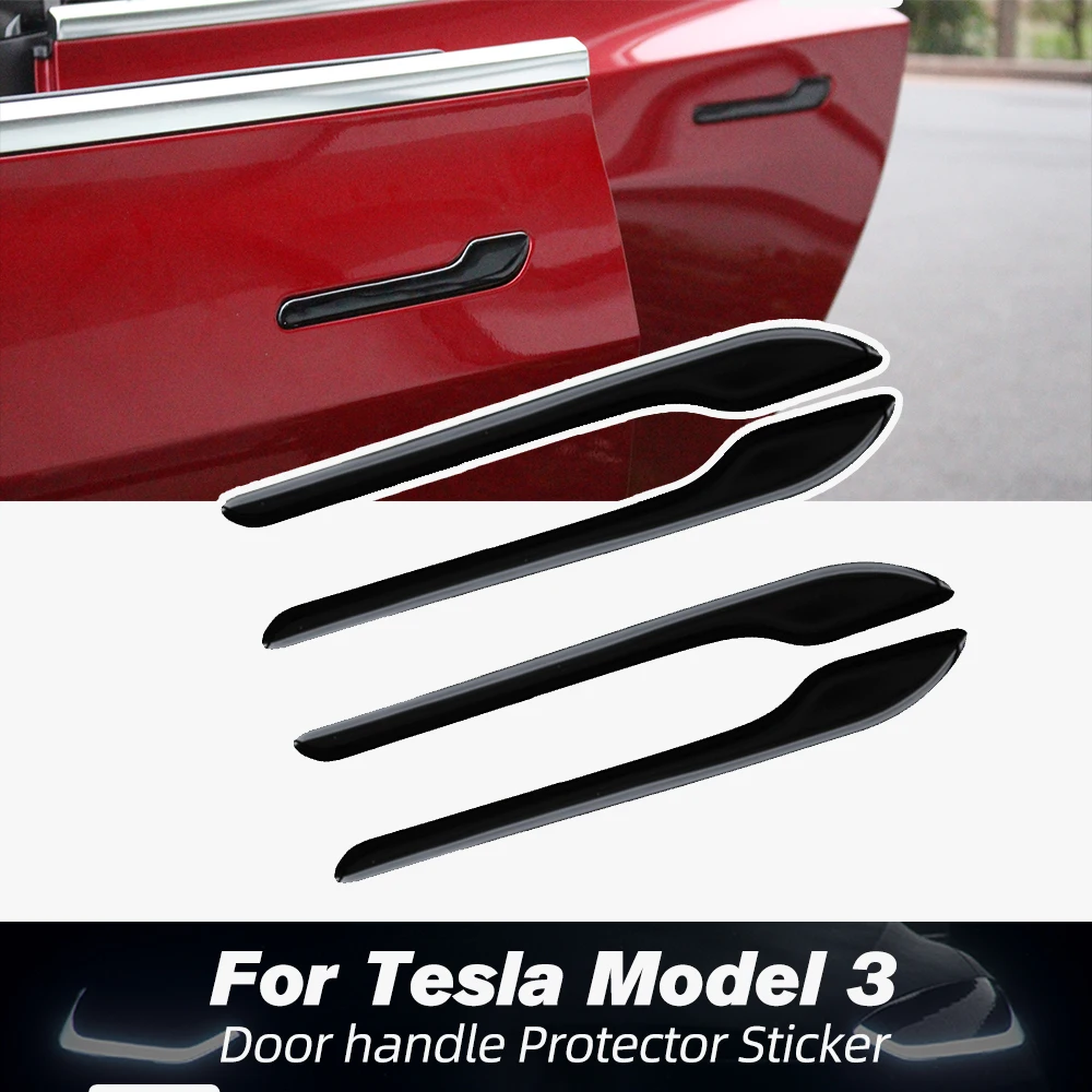 

For Tesla Model 3 2021 Car Accessories New Door Handle Wrap Cover Carbon Fiber ABS Protector Sticker Model3 Model Y Three