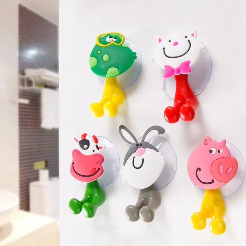 

Cartoon Animal Toothbrush Holder Wall Mounted Antibacterial Tooth Brush Storage Rack with Suction Cup Bathroom Organizer