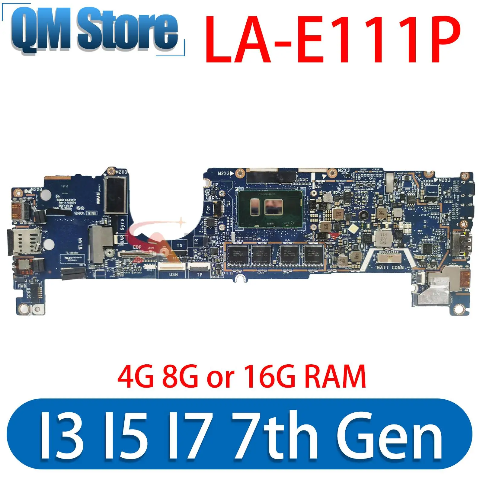

FOR dell Latitude 12 5289 13 7389 Laptop Motherboard CN-04T8FJ 0J9XP9 Mainboard w/ i3 i5 i7 7th Gen 4G 8G or 16G RAM LA-E111P