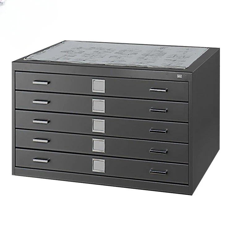 Плоский шкаф для файлов рисования бумаги Горизонтальный Шкаф карточек стальной