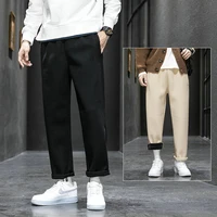 spring and autumn woolen mens harem pants 2022 harajuku thickened mens casual straight leg pants elastic waist mens trousers