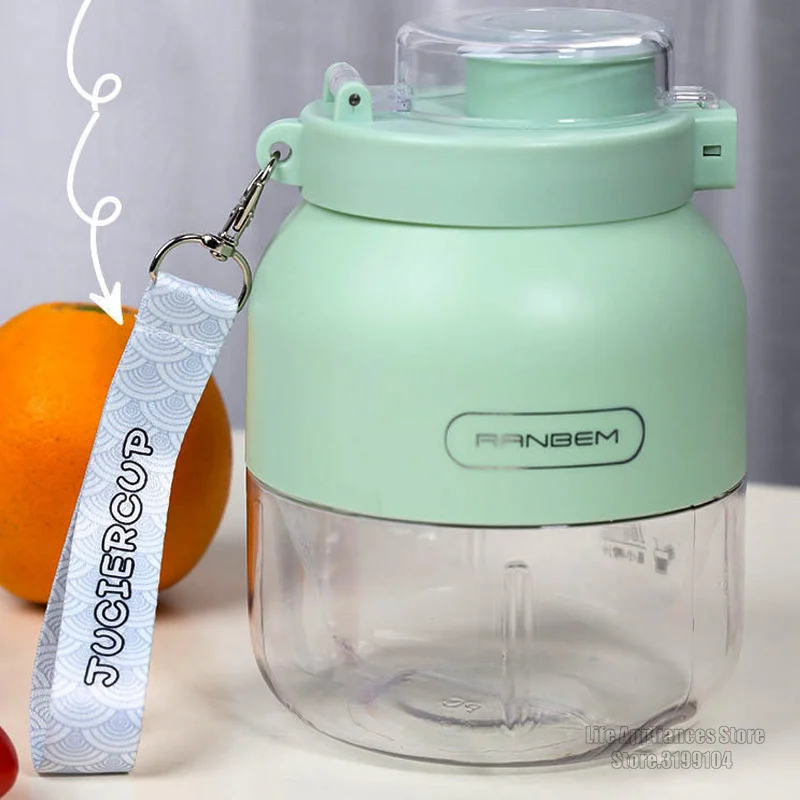 Портативная соковыжималка RRNBEM, 800 мл, перезаряжаемая батарея 2600 мАч, жидкий блендер, Электрический смеситель для свежего фруктового сока, Миксер для молочных коктейлей