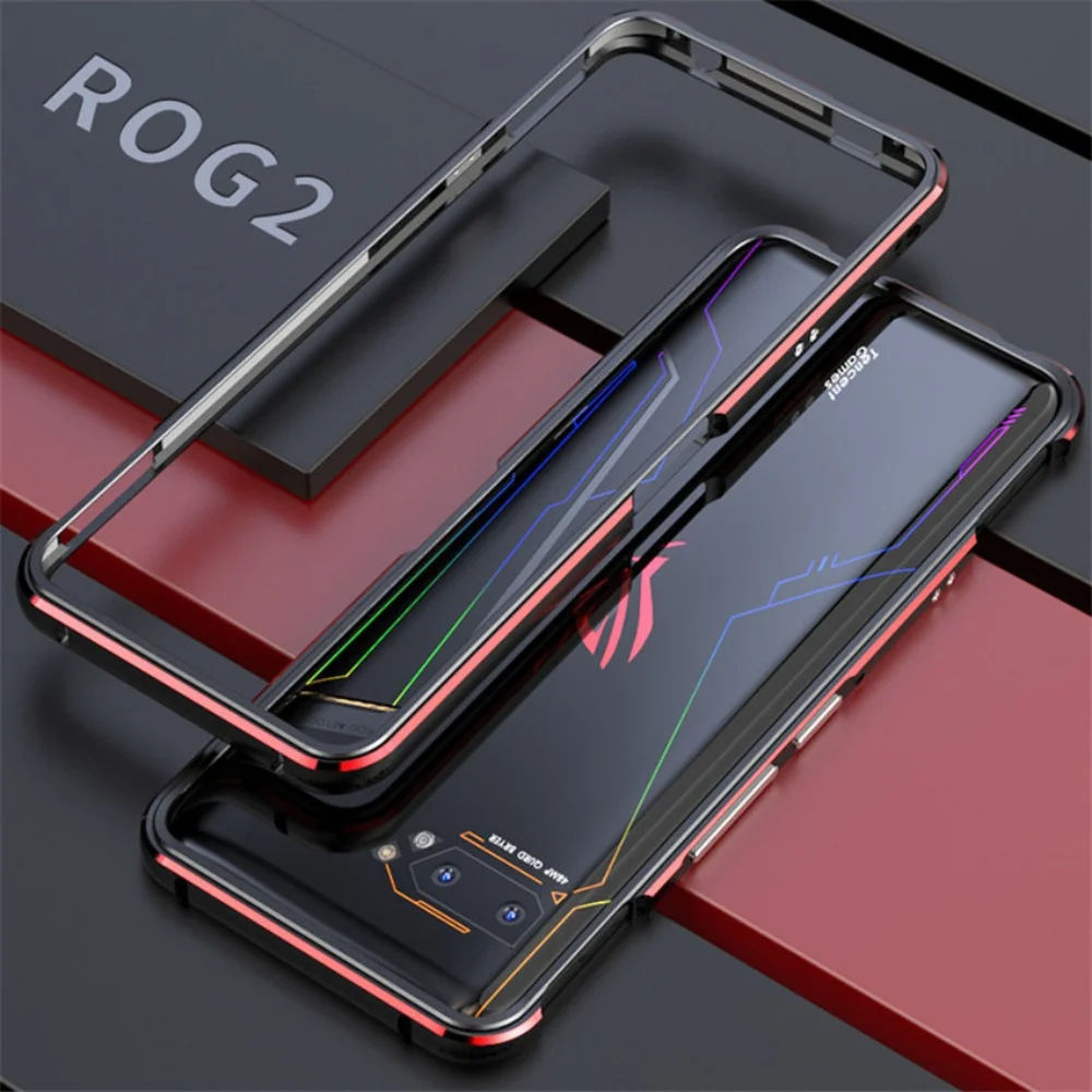 

Aurora Dual Color Border Aluminum Metal Bumper For ASUS ROG 2 ROG2 For ASUS ROG Phone II Cover Case Carmera+Frame Protector