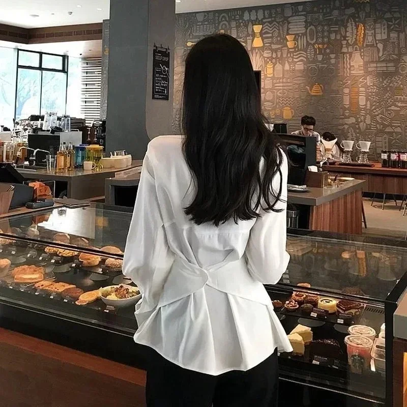 Deeptown женские блузки в корейском стиле туника белая повседневная шикарная