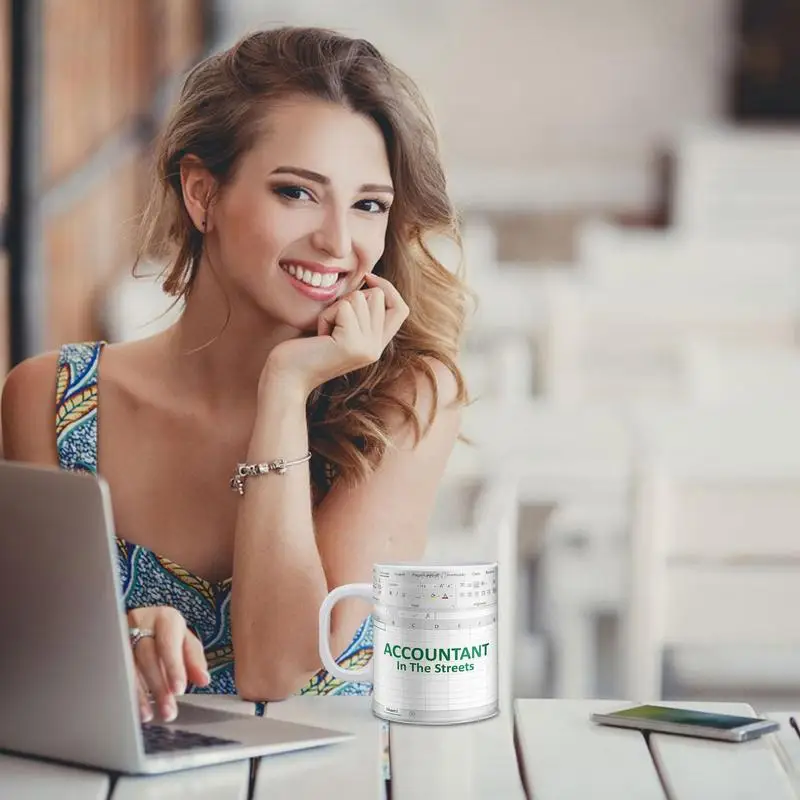 

Freak In The Spreadsheets Mug Funny Words Printed Ceramic Accountant Coffee Cup Humorous CPA Gift For Women Men