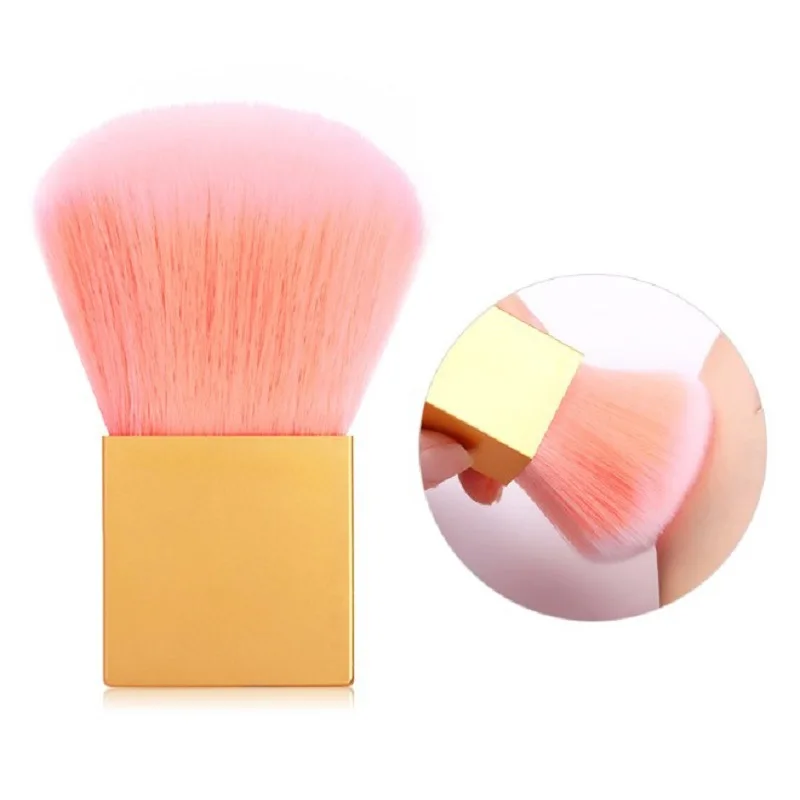 

Nail Cleaning Dust Brush Square Gold Metal Handle Nail Art Care Manicure Pedicure Soft Small Angle Clean Brush Tool