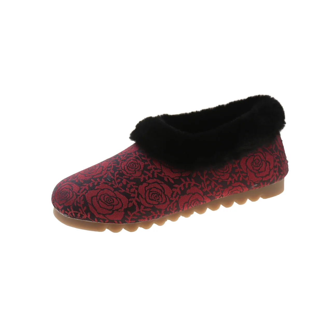 Туфли на плоской подошве с низким содержанием флока женские зимние тапочки