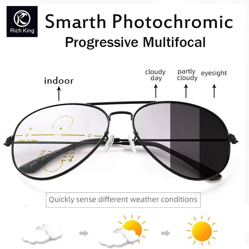 

Классические солнцезащитные фотохромные очки для чтения мужские прогрессивные многофокальные очки для дальнозоркости очки с защитой от синего света от + 1,0 до + 4,0