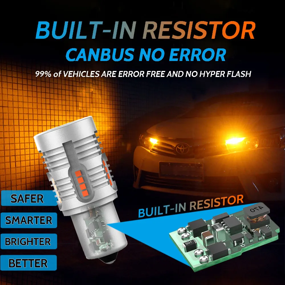 10 шт. PY21W Bau15s T20 7440 W21W 1156 Ba15s P21W LED лампа Canbus NO Error для автомобиля заднего хода/сигнала