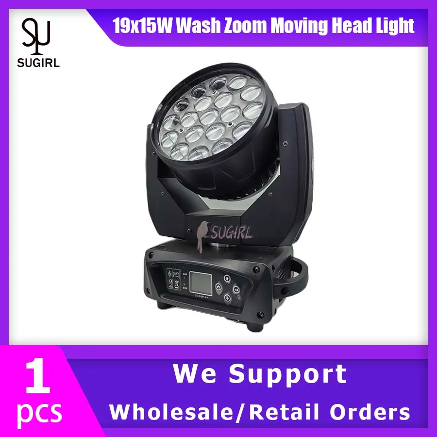 0 налог 1 шт. 19x15 Вт светодиодная Подвижная головка луч RGBW стирка движущаяся