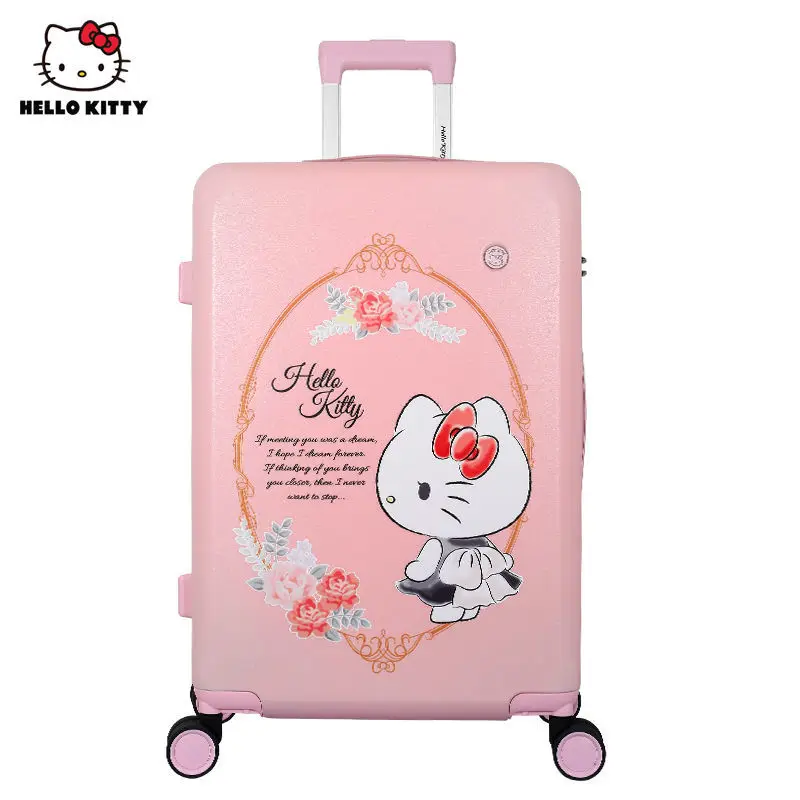 Hellokitty20-Inch Luggage Student 24-Inch Trolley Case Pink Suitcase Large Capacity Lightweight Sanrio business travel cute
