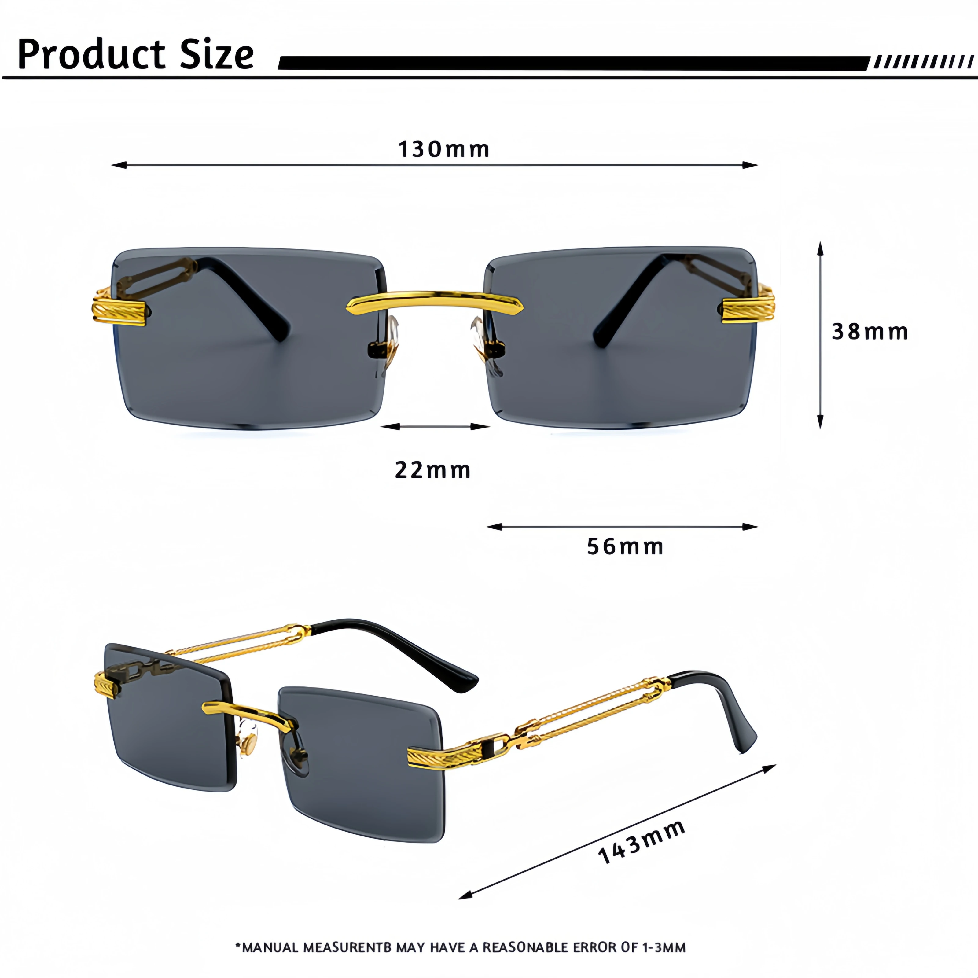 Солнцезащитные очки унисекс прямоугольные без оправы в стиле ретро