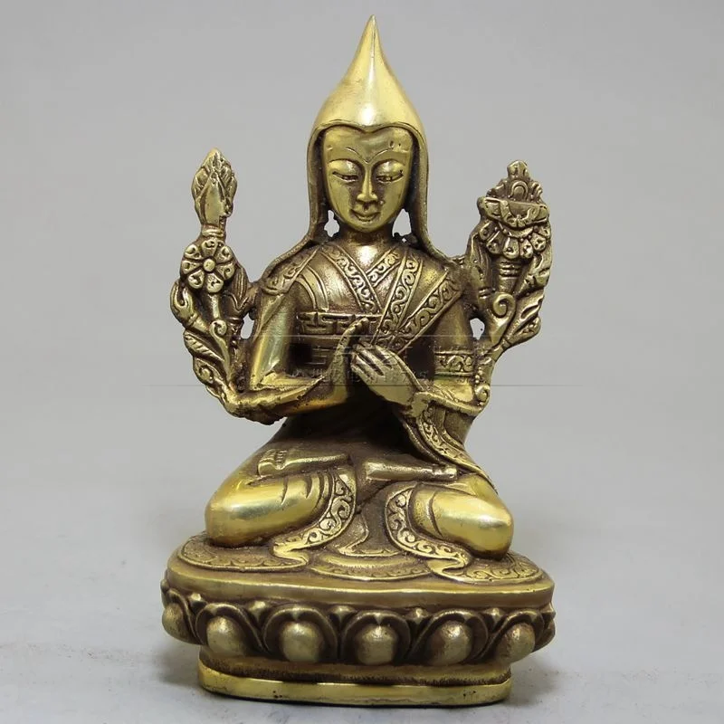 

Fashion China Exquisite Tibetan Tsongkhapa Bronze Buddha Statue Iiving Room Decoration Home Gift