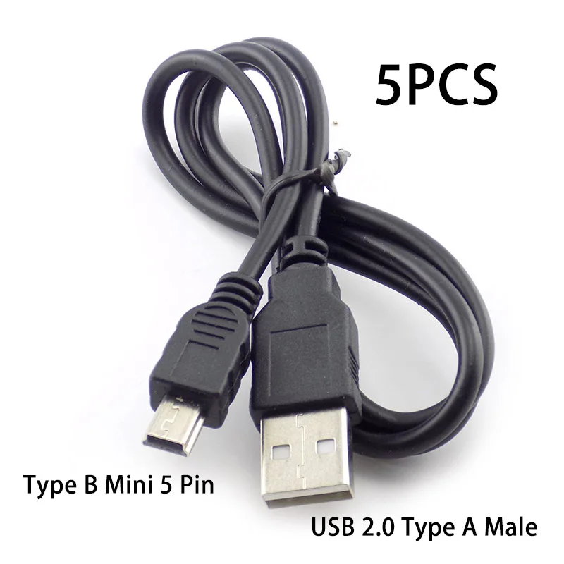

5pcs High-speed USB 2.0 to Mini USB 5-Pin Sync Cable Data Charging Power Extension Cord Connector Splitter for MP3 MP4