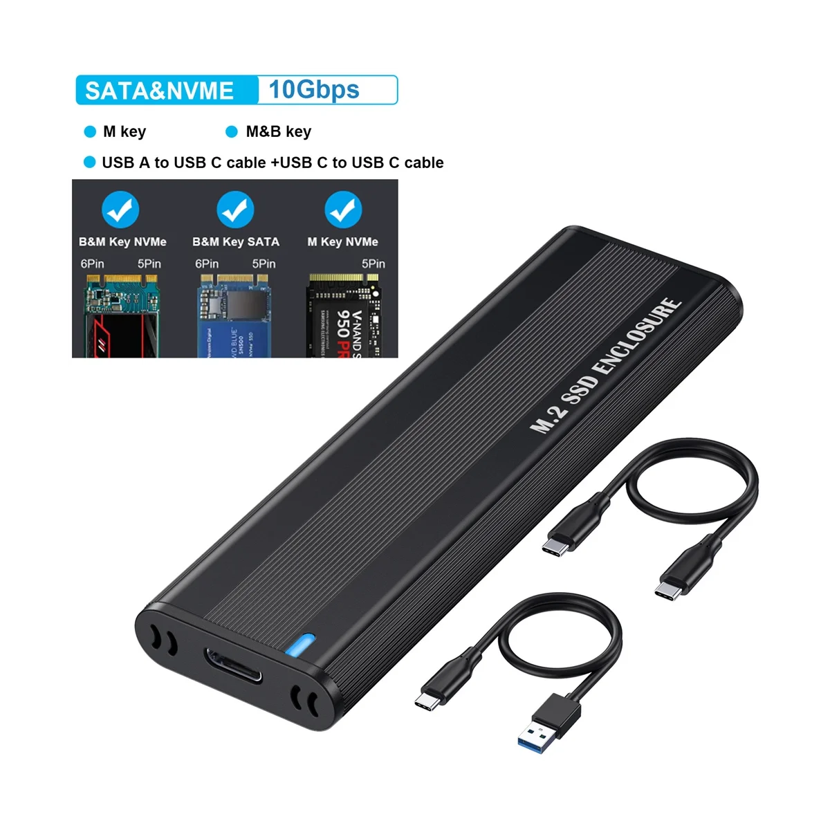 

M2 SSD Case NVME SATA Dual Protocol M.2 to USB Type C 3.1 SSD Adapter for NVME PCIE NGFF SATA SSD Disk Box M.2 SSD Case