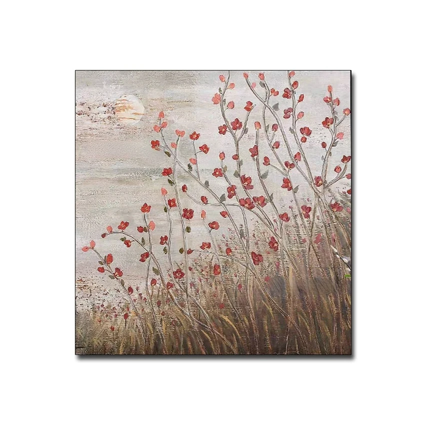 

No Framed Hand Painted Abstract Pink Flower Red Color Oil Painting On Canvass Modern Painting Wall Painting For Living Room Hom