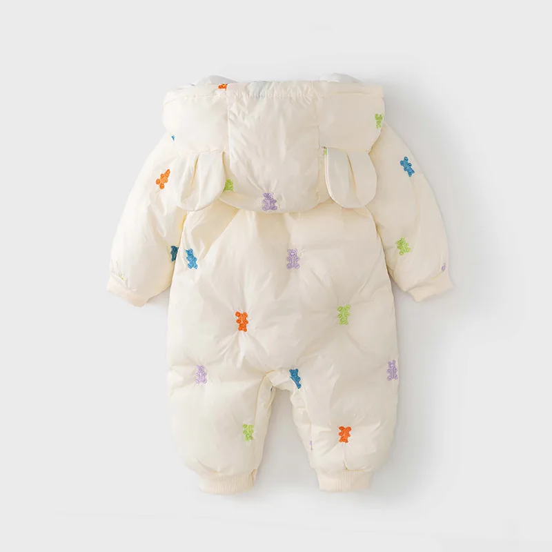 Freely Move Baby Clothes Winter Thickened Cotton Jumpsuit New Newborn Down Clothes Cute Infant Baby Cartoon Print Hooded Romper