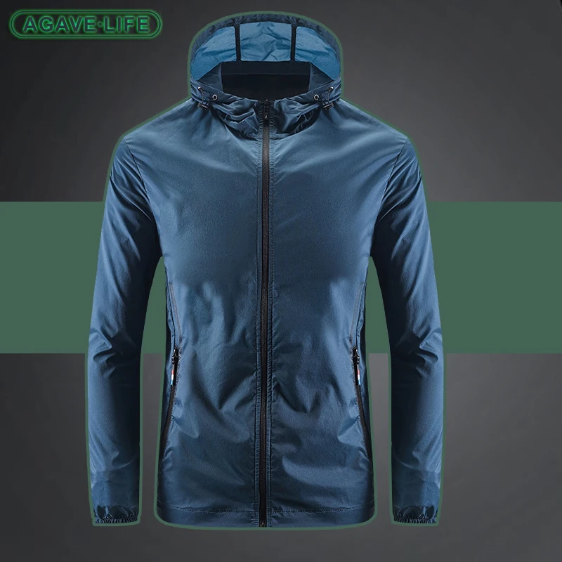 

Summer Sun Protection Clothing Men's Lightweight Quick-drying Outdoor Running Coat Men Windproof Hooded Windbreaker Jacket M-4XL