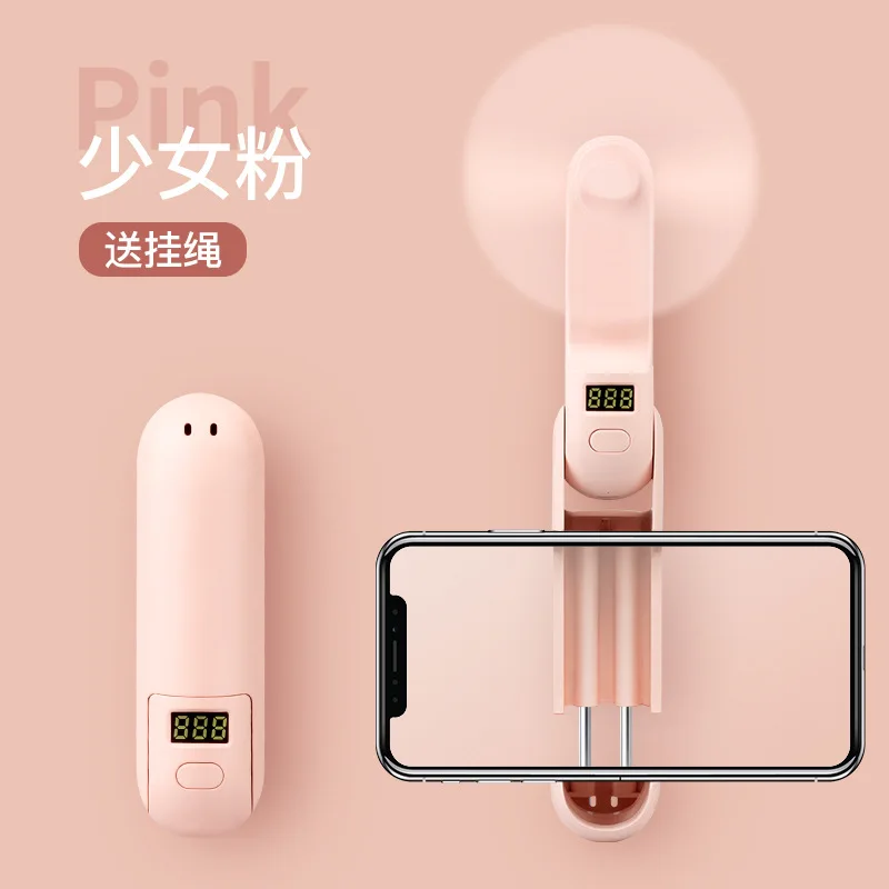 Mini Portable Usb Fan Handheld Electric Fans Mobile Phone Holder Rechargeable Silent Pocket Cooling Eventail with Light 2000mAH enlarge