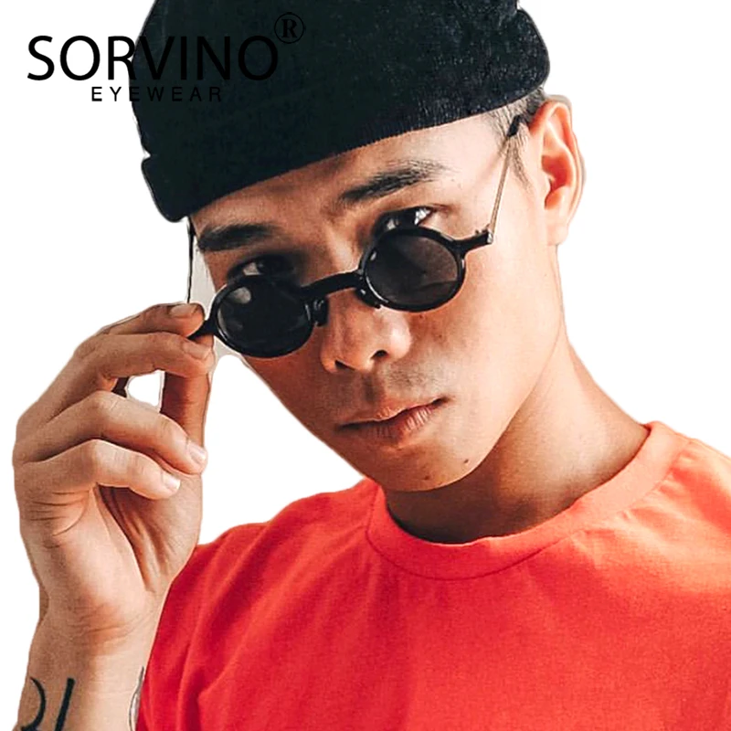 

SORVINO Retro Small Round Sunglasses Women Men Steampunk Designer Festival 90s Tiny Circle Sun Glasses Red Shades Eyewear SN237