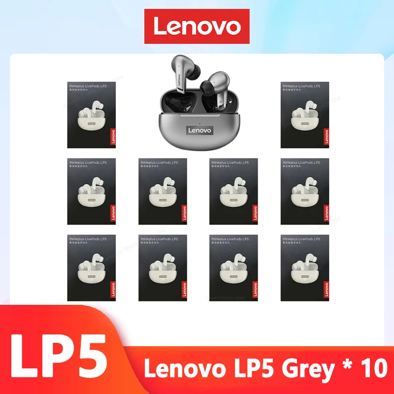 2/5/10/20pcs Original Lenovo LP5 Wireless Bluetooth Earbuds HiFi Music Earphone With Mic Headphones Sports Waterproof Headset