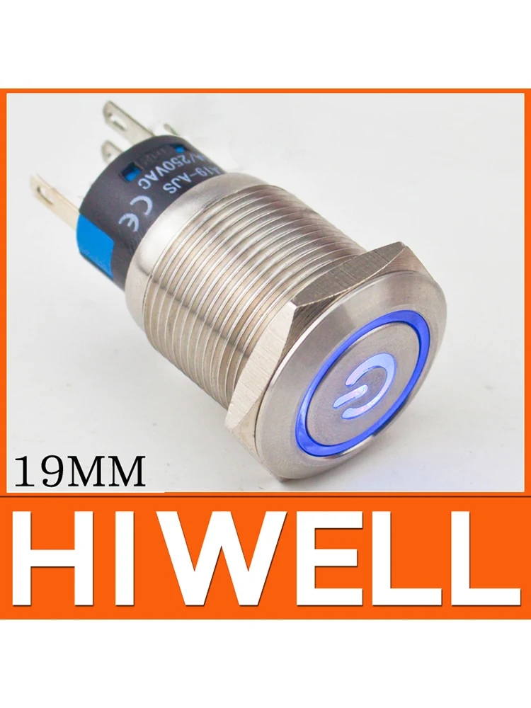 

latching type ring illuminated push button power sign also light up 19mm 1NO1NC