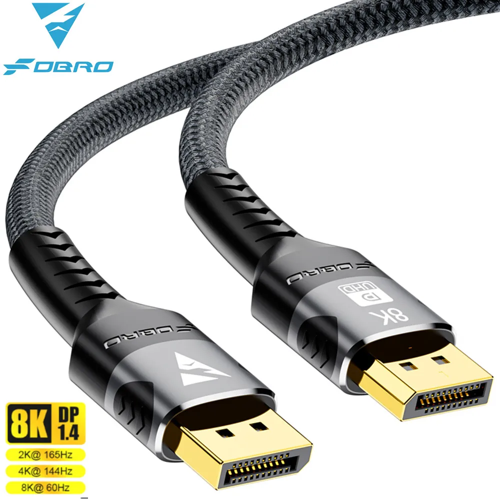 DisplayPort Cable 1.4 8K DP Cable with Nylon Braided 8K@60Hz 4K@144Hz HDR FreeSync Video Cable for Displays Monitors Graphics