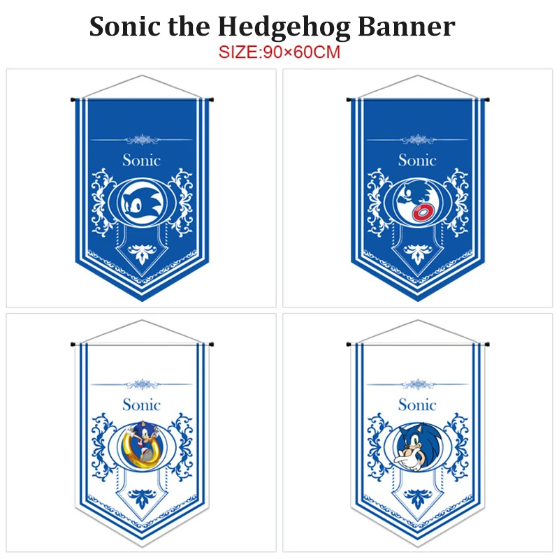 

24*35 Inch Sonic The Hedgehog Wizard College Style Banner Theme Party Favor Dorm Room Bedroom Pub Decoration Banner Perfect Gift