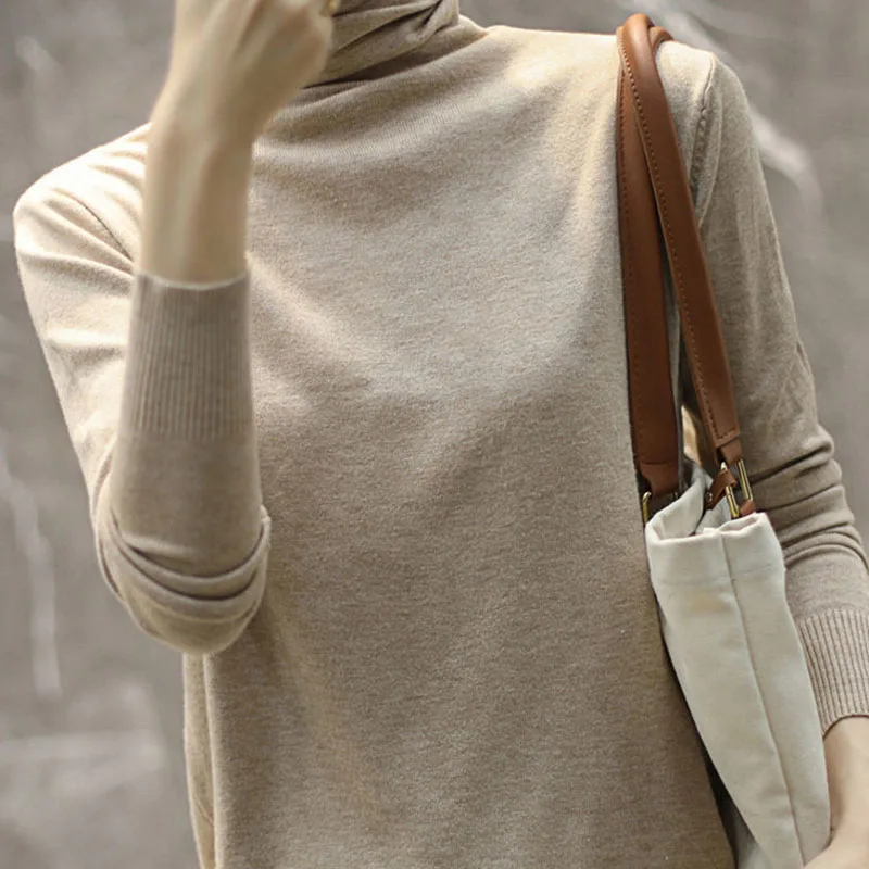 

Lucyever Basic A-straight Turtleneck Sweaters Women 2022 Spring Long Sleeve Knit Jumpers Woman Solid Color Bottoming Sweaters