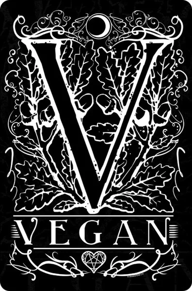 

Tin Sign V Is For Vegan Black