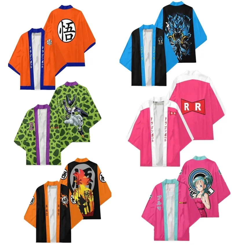 

Adult Anime Son Goku Cosplay Casual Cape Coat Male 3D Digital Print Kimono Thin Robe Sun-Protected Clothing