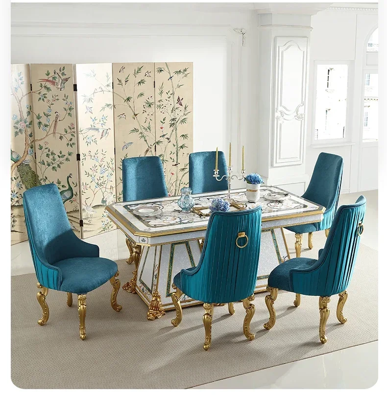 Длинный обеденный стол и стул с французским паркетом комбинацией роскошной