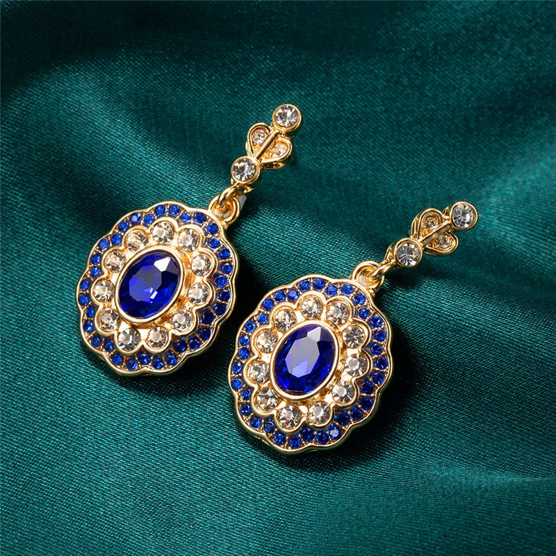 

Noble Blue CZ Dangle Earrings for Women Engagement Wedding Party Elegant Female Accessories Trendy Jewelry High Quality