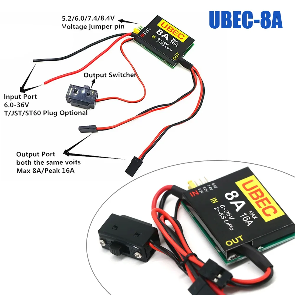 Сервопривод отдельный источник питания UBEC-8A BEC DUAL UBEC 2S-8S 6-36V 8A/16A 5 2/6 0/7 4 v/8 v для