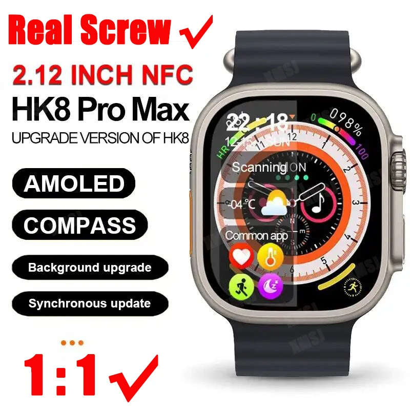 

New 49mm ultra series 8 Smart Watch HK8 Pro Mxa AMOLED Screen 2.12 inch Compass NFC High Refresh Rate Smartwatch Men Sport Watch