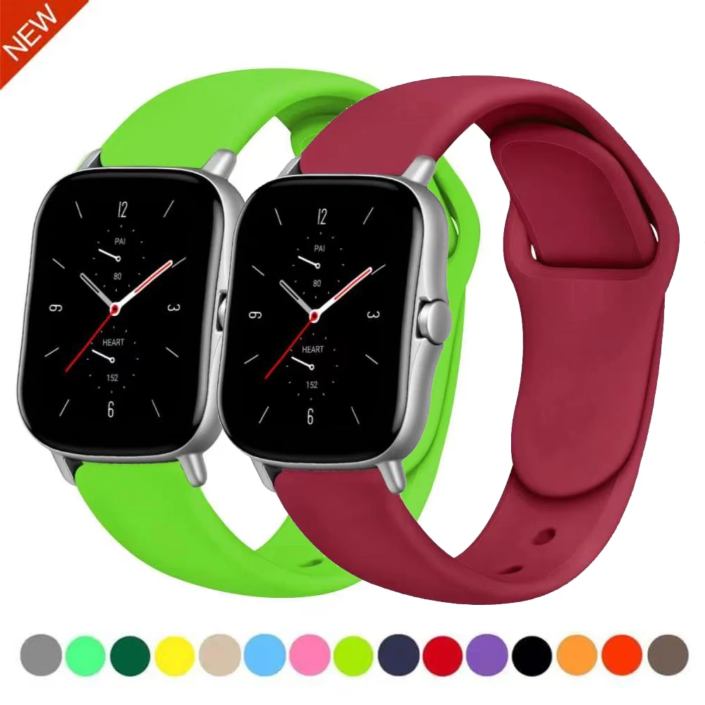

20mm/22mm Silicone strap for Amazfit Bip/GTS/Samsung Galaxy watch 4/Huawei GT2 Sports Bracelet Wristband For Amazfit GTR Correa