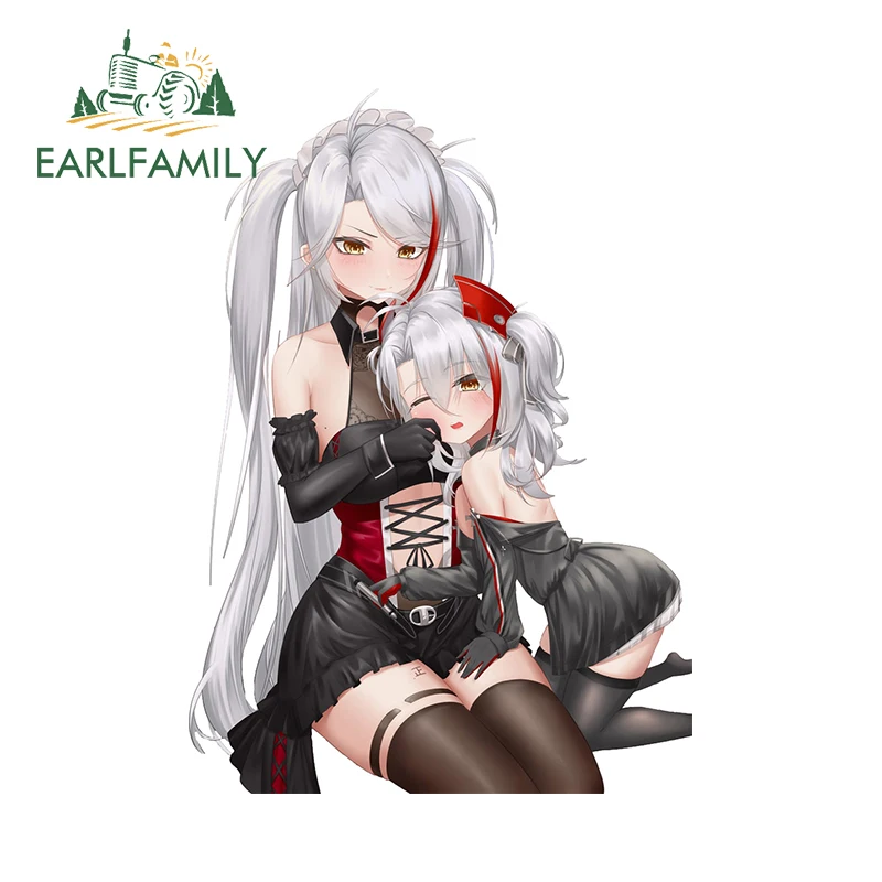 EARLFAMILY 13 см x 9 3 двойной хвост Loli автомобильные наклейки NSFW черное платье