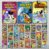 disney mickey mouse vintage cartoon character metal sign tin iron plate retro poster wall art kids for living room home decor
