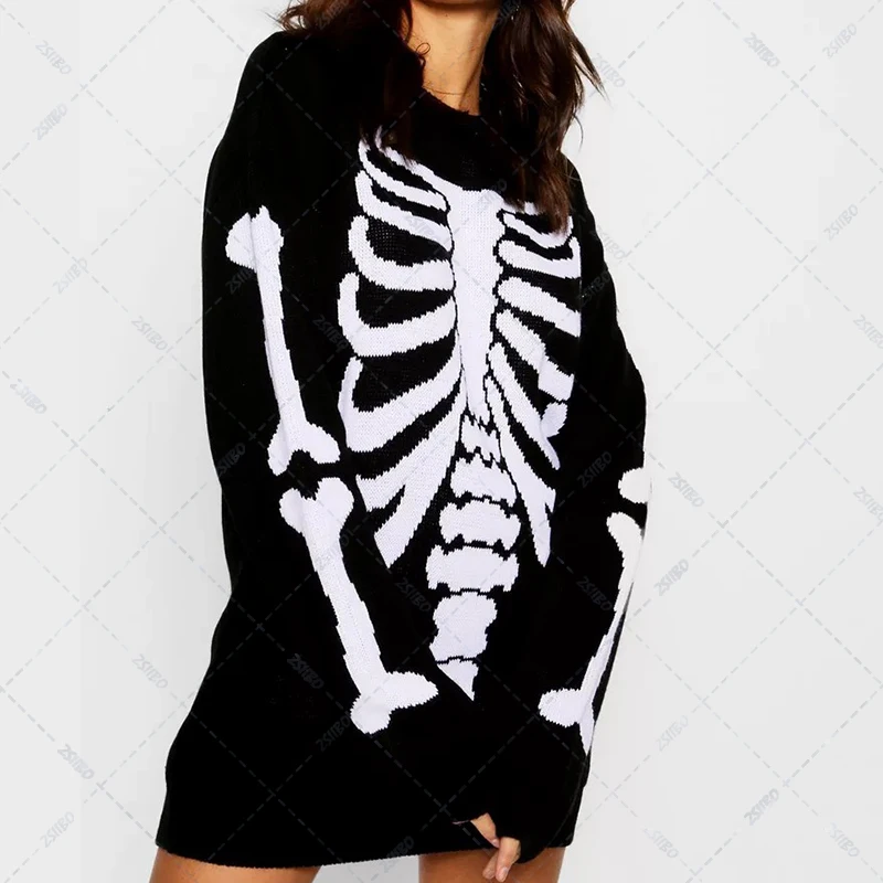 

Осенне-зимний свитер с круглым вырезом, Свободный вязаный пуловер для студентов, женский свитер Y2K готика, Харадзюку, вязаный свитер в японс...