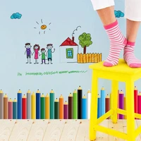 colorful pencil skirting line decoration removable waterproof wall stickers for kids childrens living room baseboard decals