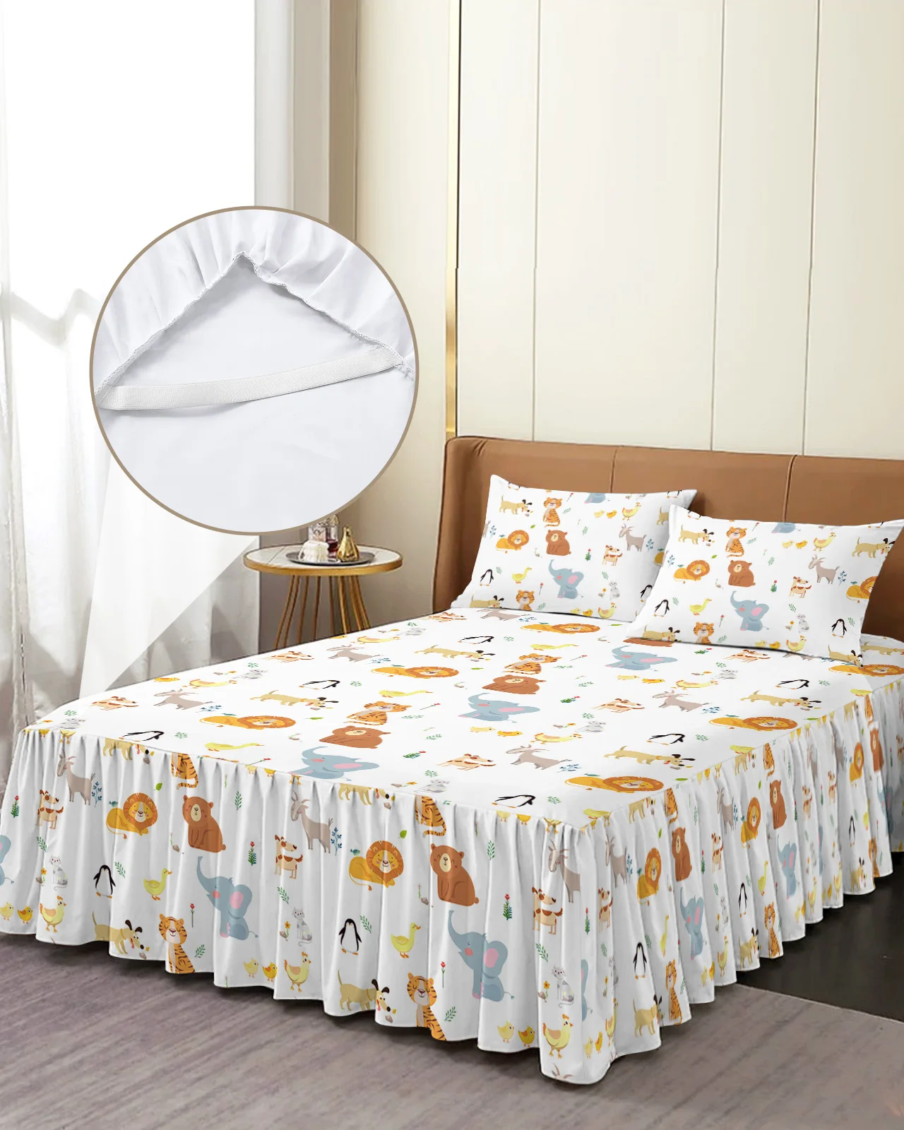 

Комплект постельного белья, мультяшное семейное покрывало со слоном, пингвином, наволочками и наволочками, наматрасник, Комплект постельного белья