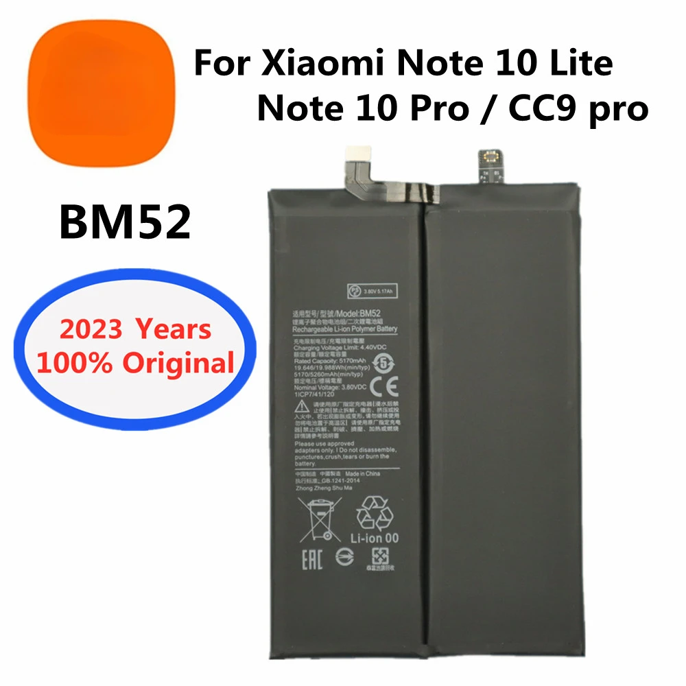 

2023 Years Xiao mi 100% Original Battery For Xiaomi Mi Note 10 Lite / Mi Note 10 Pro / CC9pro CC9 Pro BM52 5260mAh Phone Battery