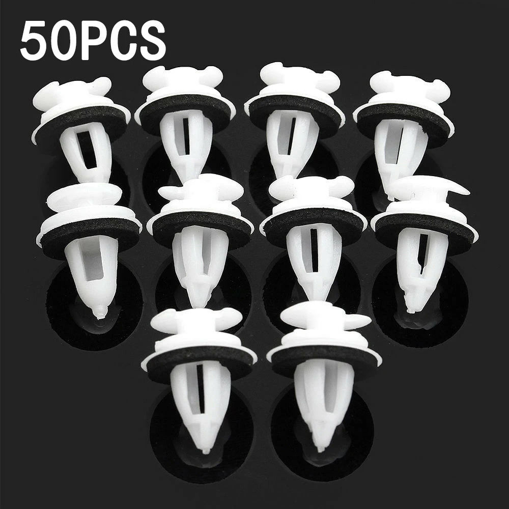 

50pcs Car Door Panel Clips Fixing Fasteners For BMW BE36 E38 E39 E46 X5 M3 M5 Z3 Auto Accessories D57 White Car Buckle + Gasket