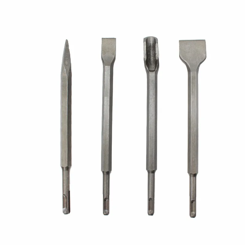 

4Pcs Multifunctional 250MM Round Handle Chisel Suit Sharp Flat Big Flat Hook Chisel Through Wall Cement Drill Twists Drill Tool