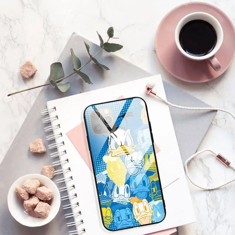 

Cute Disney Donald Duck For Iphone 13 Pro Max 12 Mini 11 Pro XS Max X XR 7 8 Plus High-quality Fashion Tempered glass Cover