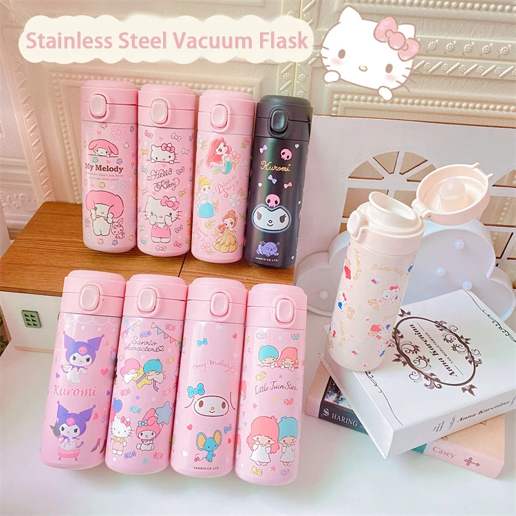 420ml Kawaii Sanrio Hello Kitty Kuromi Anime Stainless Steel Vacuum Flask Coffee Tea Milk Travel Portable Thermos Cup Insulated