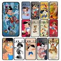anime pinocchio cute shockproof case for google pixel 7 6 pro 6a 5 5a 4 4a xl 5g silicone soft black phone cover shell tpu capa
