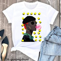 cook black girl blowing bubbles print tshirt womens clothing summer fashion melanin queen t shirt femme short sleeve t shirt
