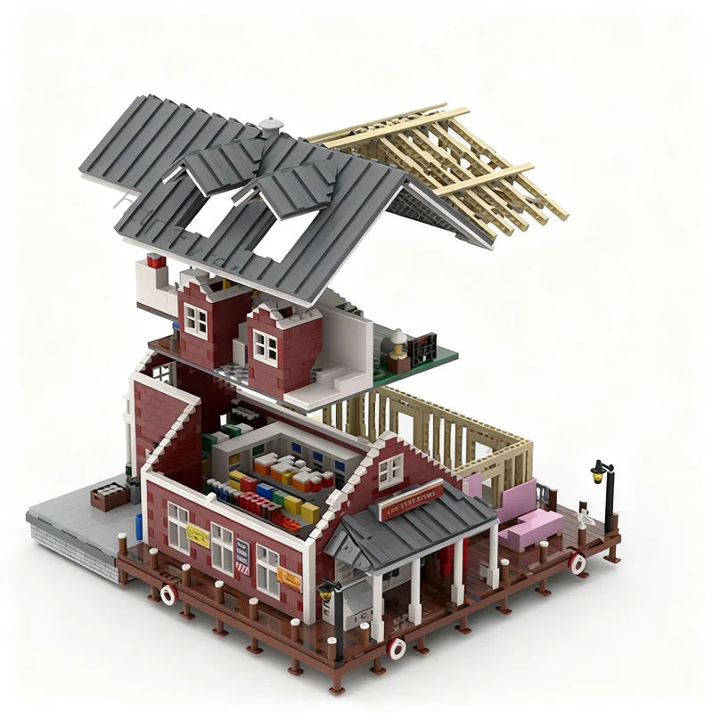 5793 детали MOC Модульные здания: Модель «Волноотбойник и деревенский магазин». Строительные блоки. Рождественский подарок. Творческая образовательная коллекция. (art.: 3920dd070cb0f) - 3920dd070cb0f