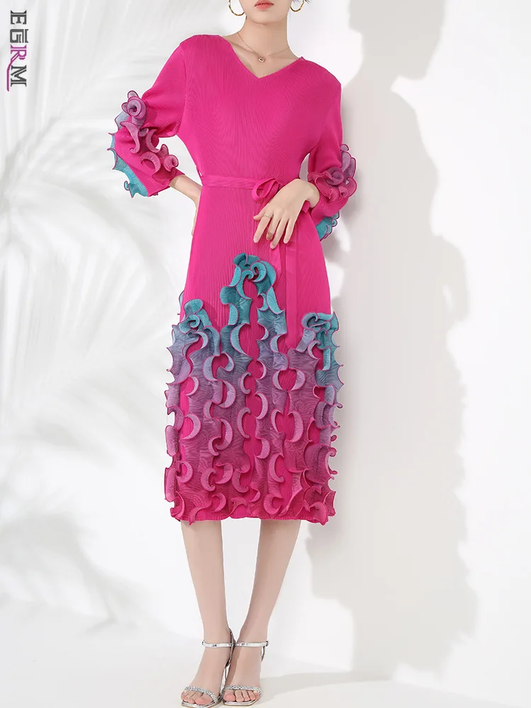 EGRM Высококачественное новое платье средней длины с градиентными оборками и